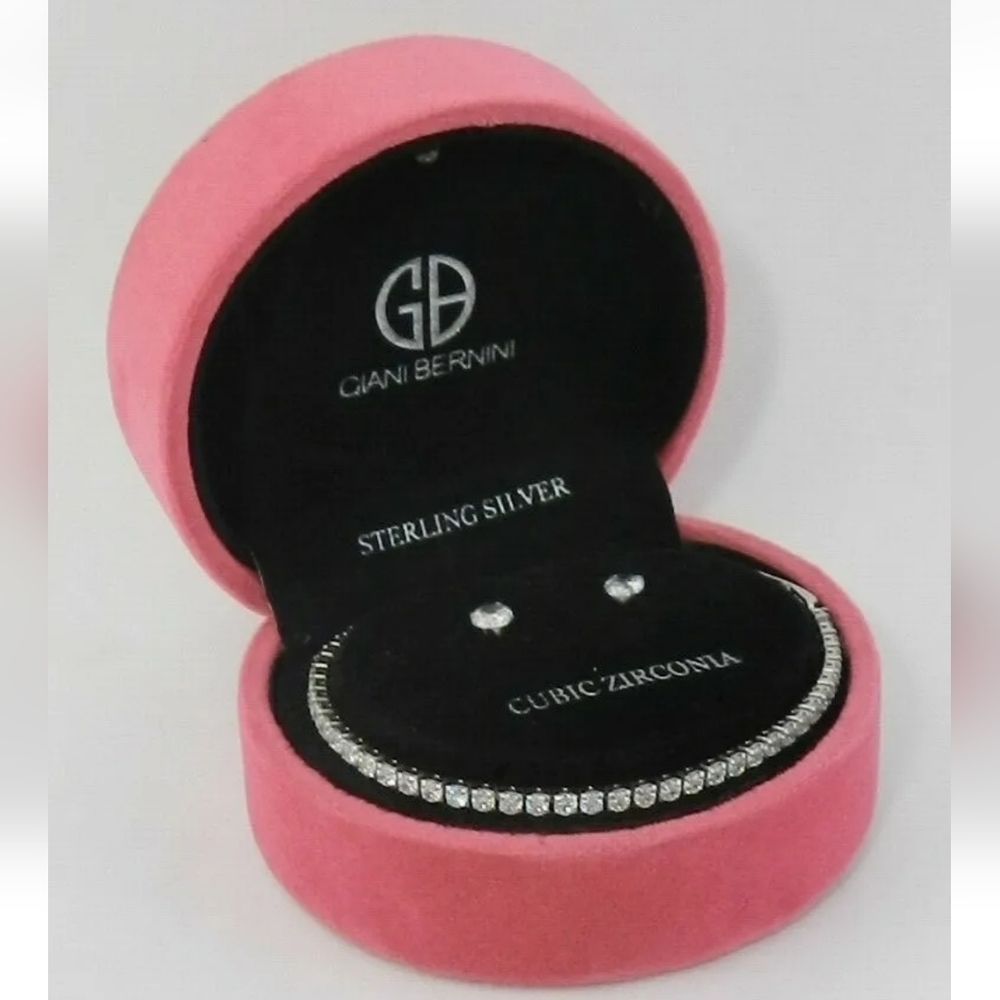 Giani Bernini Set Cubic Zirconia Tennis Bracelet & Stud Earrings in Sterling